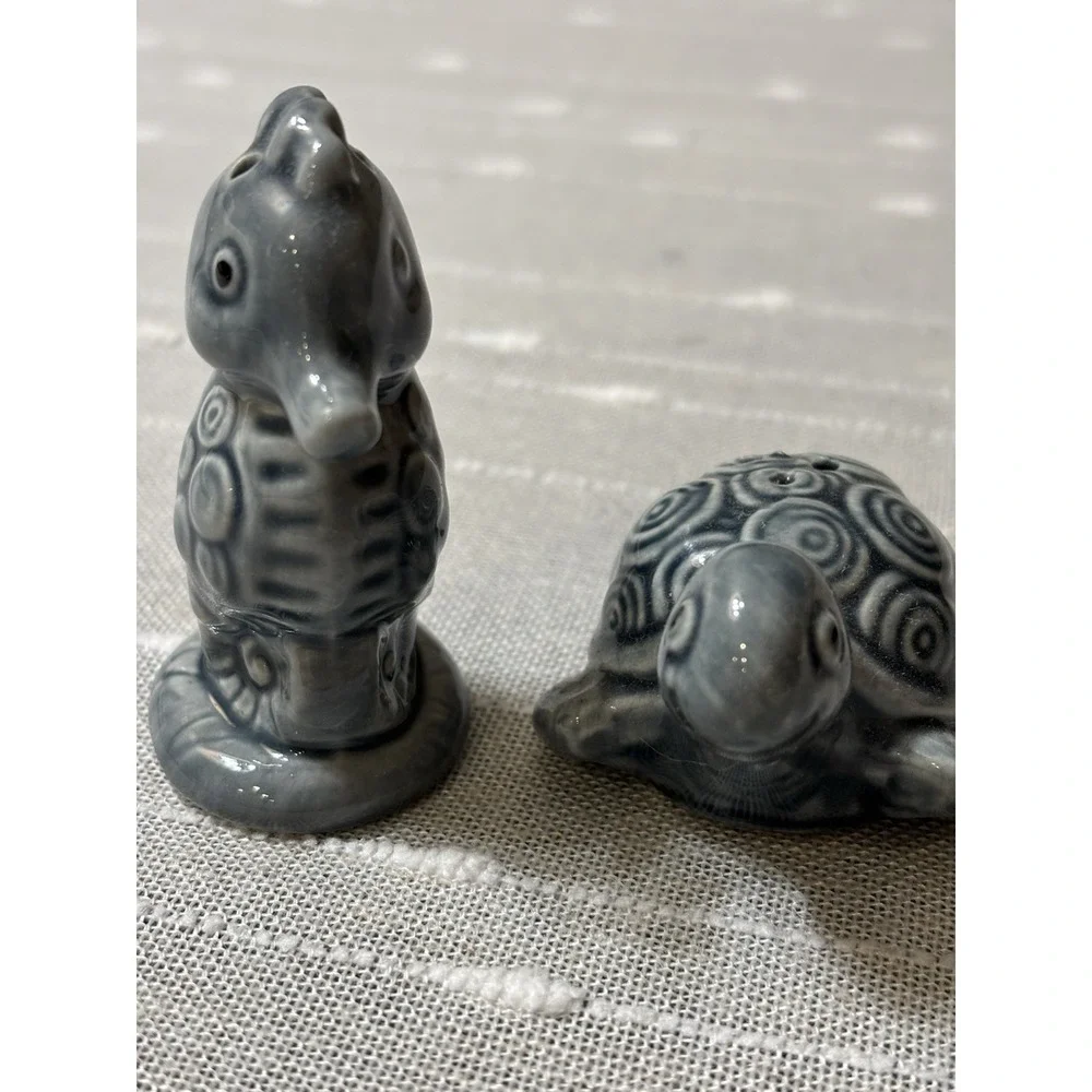 Salt & Pepper Shakers, Seahorse & Turtle, Beach Coastal Never Filled